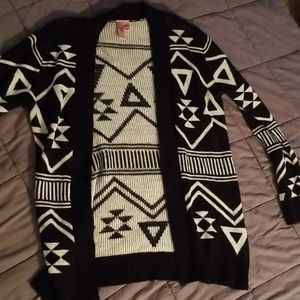 Black and white Aztec print cardigan